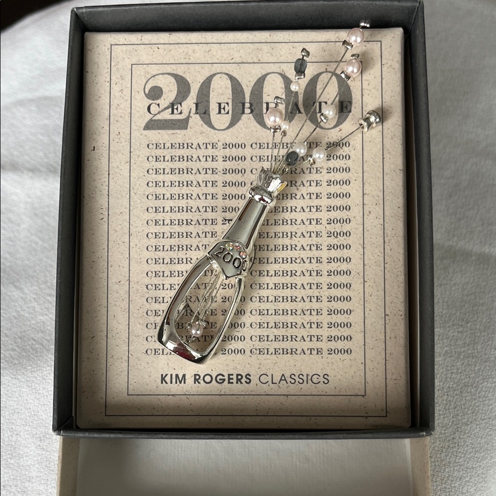 Y2K Kim Rogers Silver Bottle Opened pin  with Pink & Gray Bead Accents